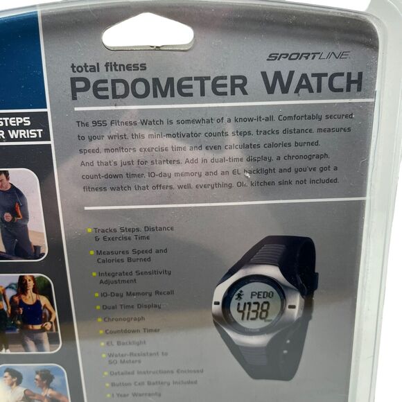 Pedometer Watch Sportline Total Fitness New Sealed 955 Unisex Men Women Vintage - Picture 9 of 14